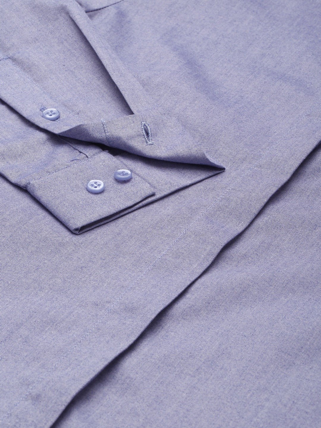 Women Blue Solid Chambray Cotton Rich Slim Fit Formal Shirt - #folk republic#