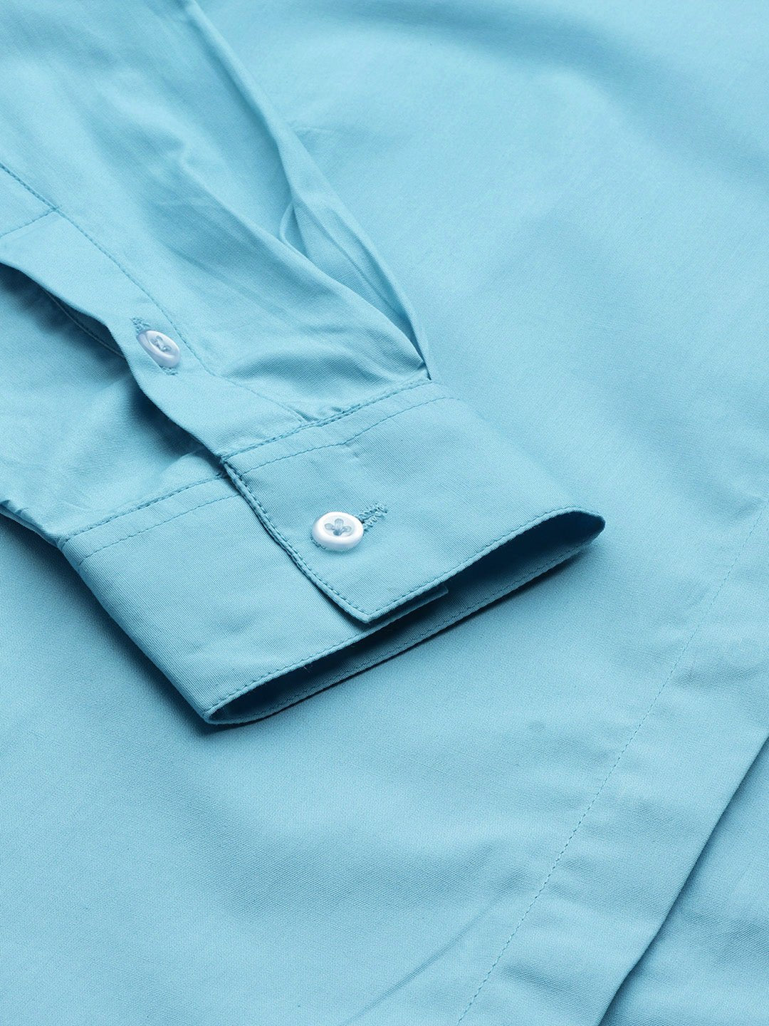 Women Blue Solid Pure Cotton Regular Fit Formal Shirt - #folk republic#