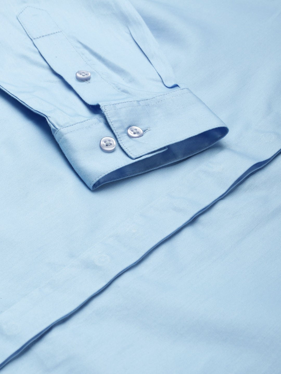 Women Blue Solid Pure Cotton Satin Regular Fit Formal Shirt - #folk republic#
