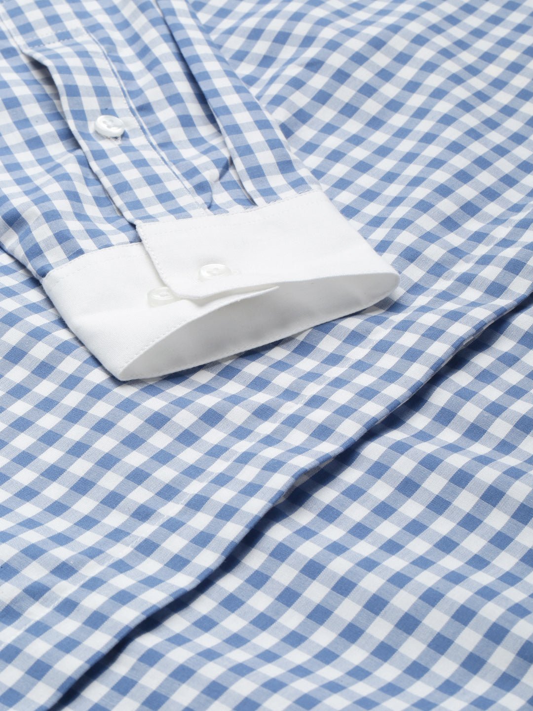 Women Blue & White Checked Pure Cotton Regular Fit Formal Shirt - #folk republic#