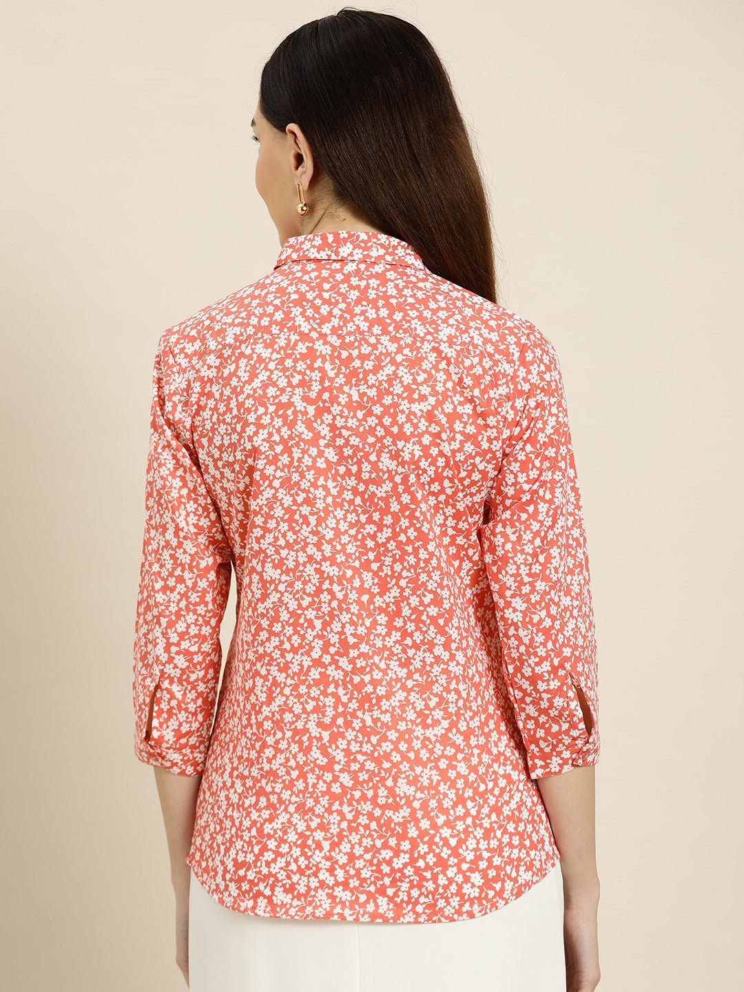 Women Coral Prints Pure Cotton Slim Fit Formal Shirt - #folk republic#
