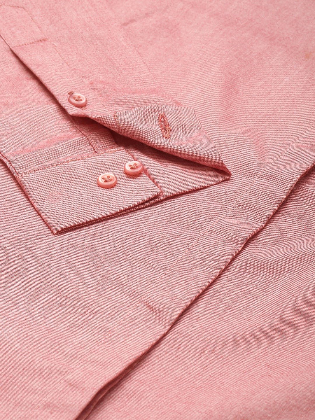 Women Coral Solid Chambray Cotton Rich Slim Fit Formal Shirt - #folk republic#