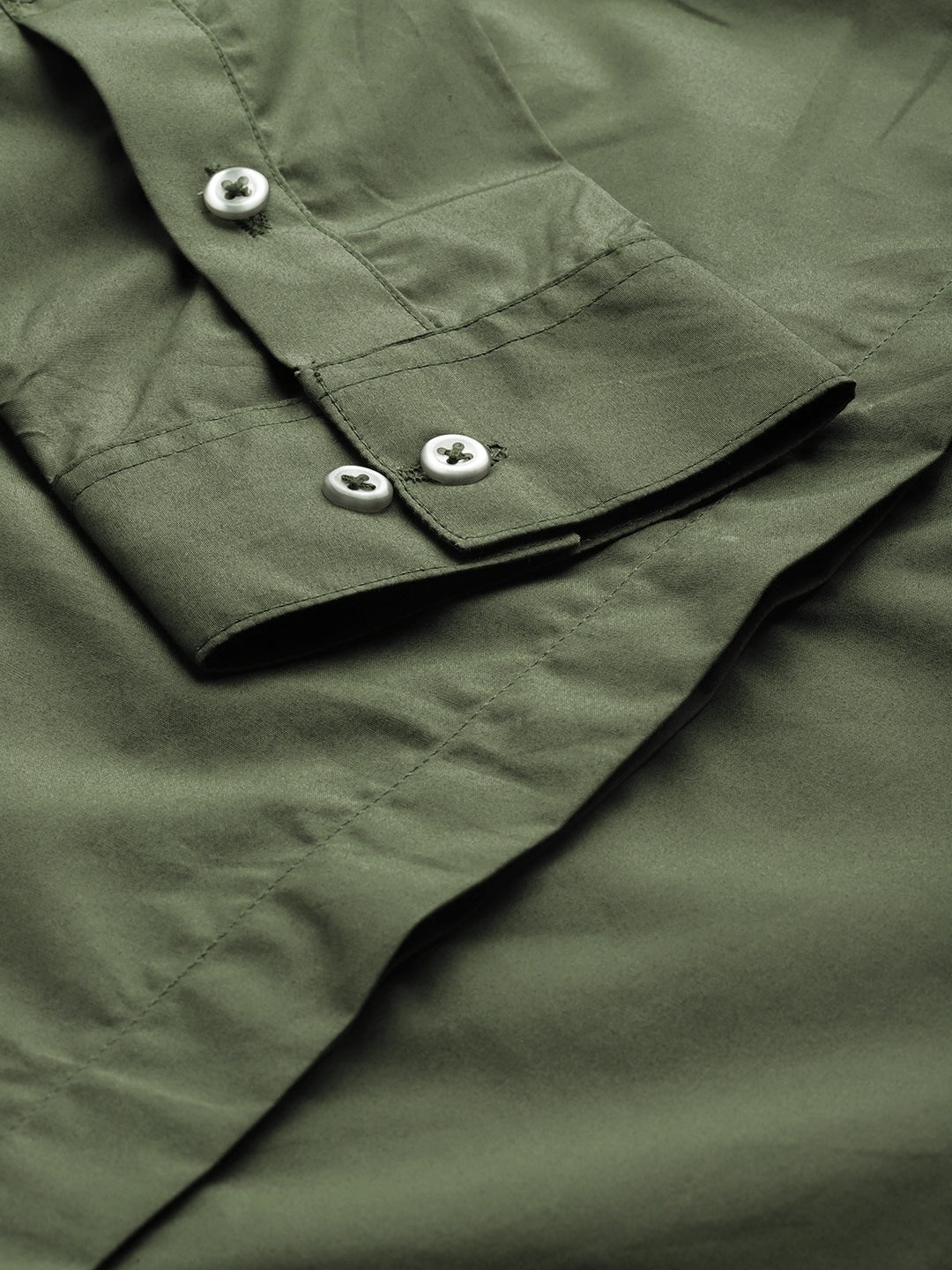Women Green Solids Pure Cotton Slim Fit Formal Shirt - #folk republic#