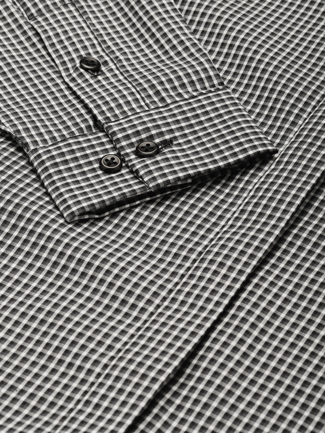 Women Grey Checked Pure Cotton Slim Fit Formal Shirt - #folk republic#