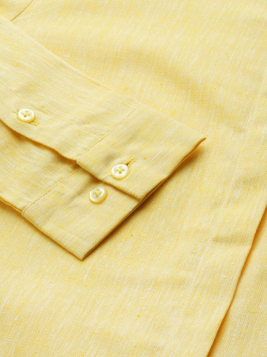 Women Lemon Solids Linen Cotton Slim Fit Formal Shirt - #folk republic#