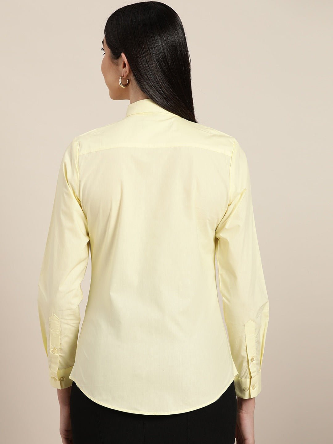 Women Lemon Solids Pure Cotton Slim Fit Formal Shirt - #folk republic#