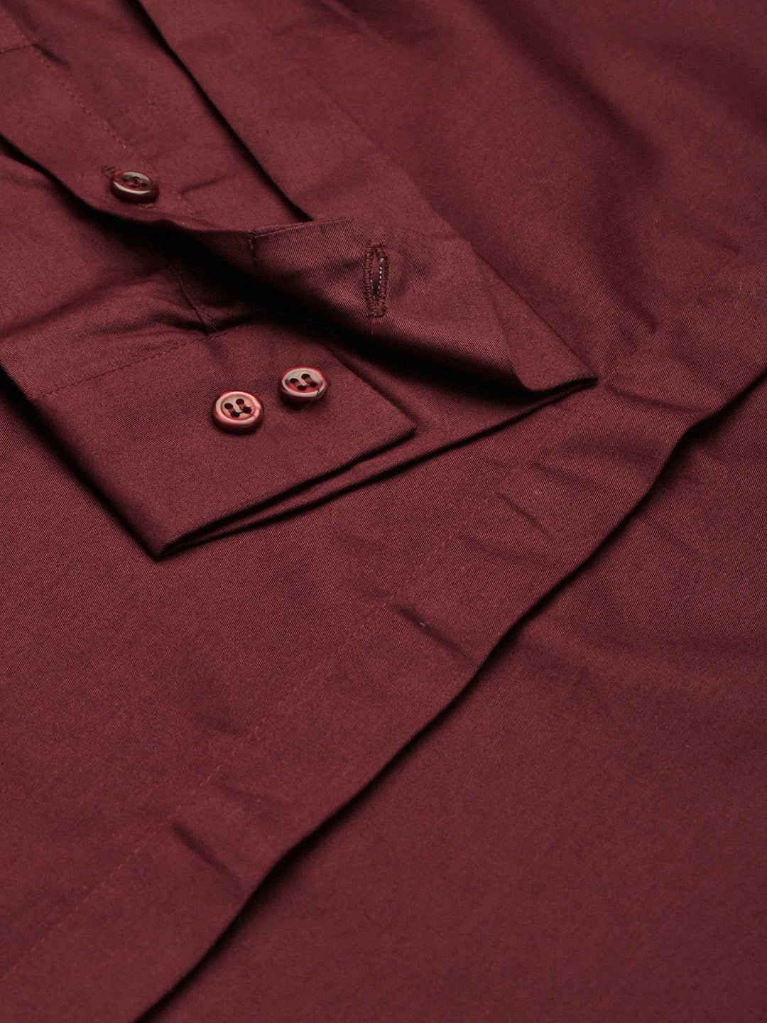 Women Maroon Solid Pure Cotton Satin Slim Fit Formal Shirt - #folk republic#