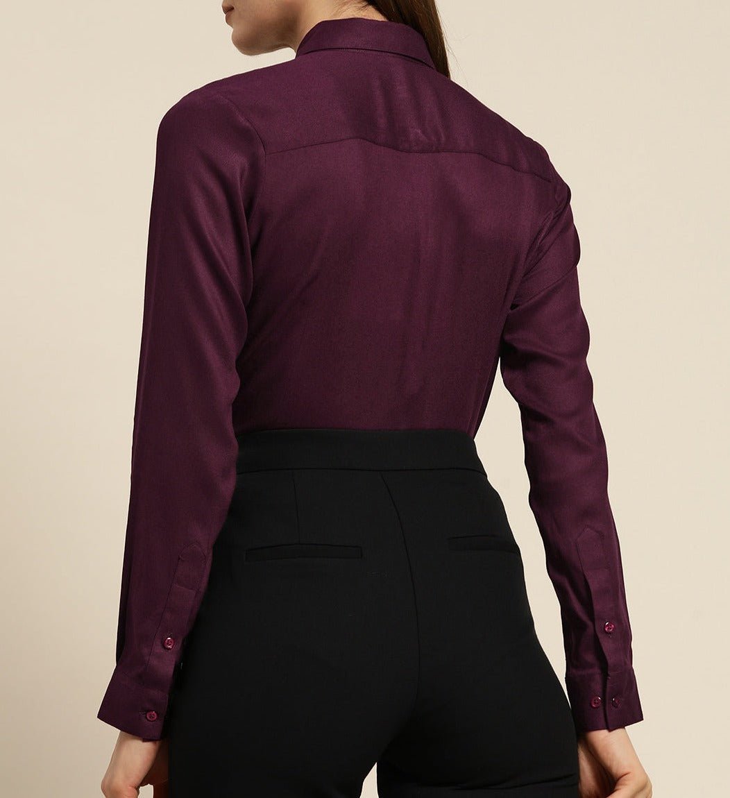 Women Maroon Solid Viscose Rayon Regular Fit Formal Shirt - #folk republic#