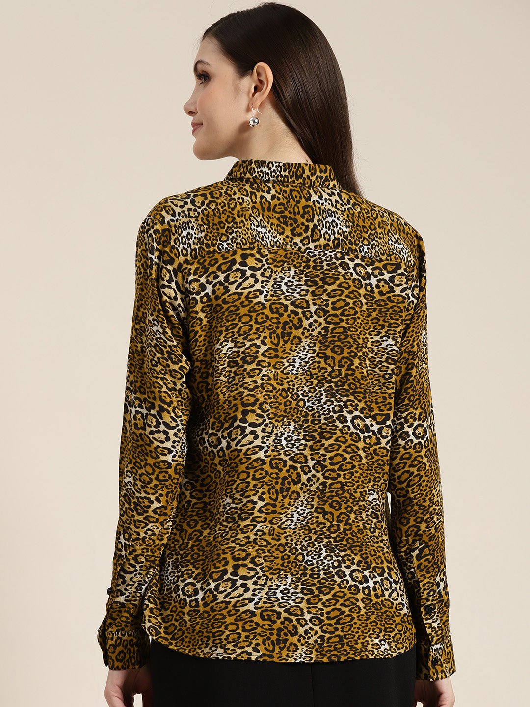 Women Mustard Printed Viscose Rayon Regular Fit Formal Shirt - #folk republic#