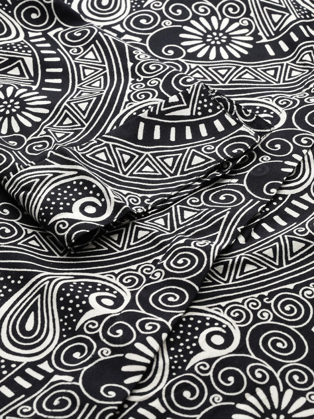 Women Navy Printed Viscose Rayon Regular Fit Formal Shirt - #folk republic#