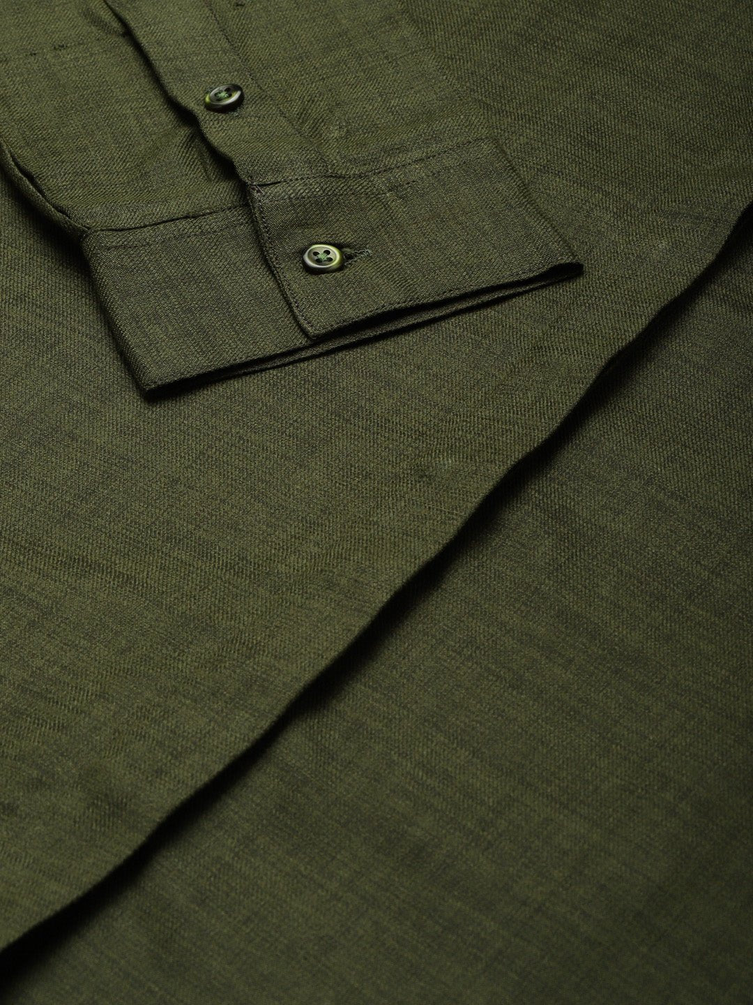 Women Olive Solid Pure Cotton Regular Fit Formal Shirt - #folk republic#