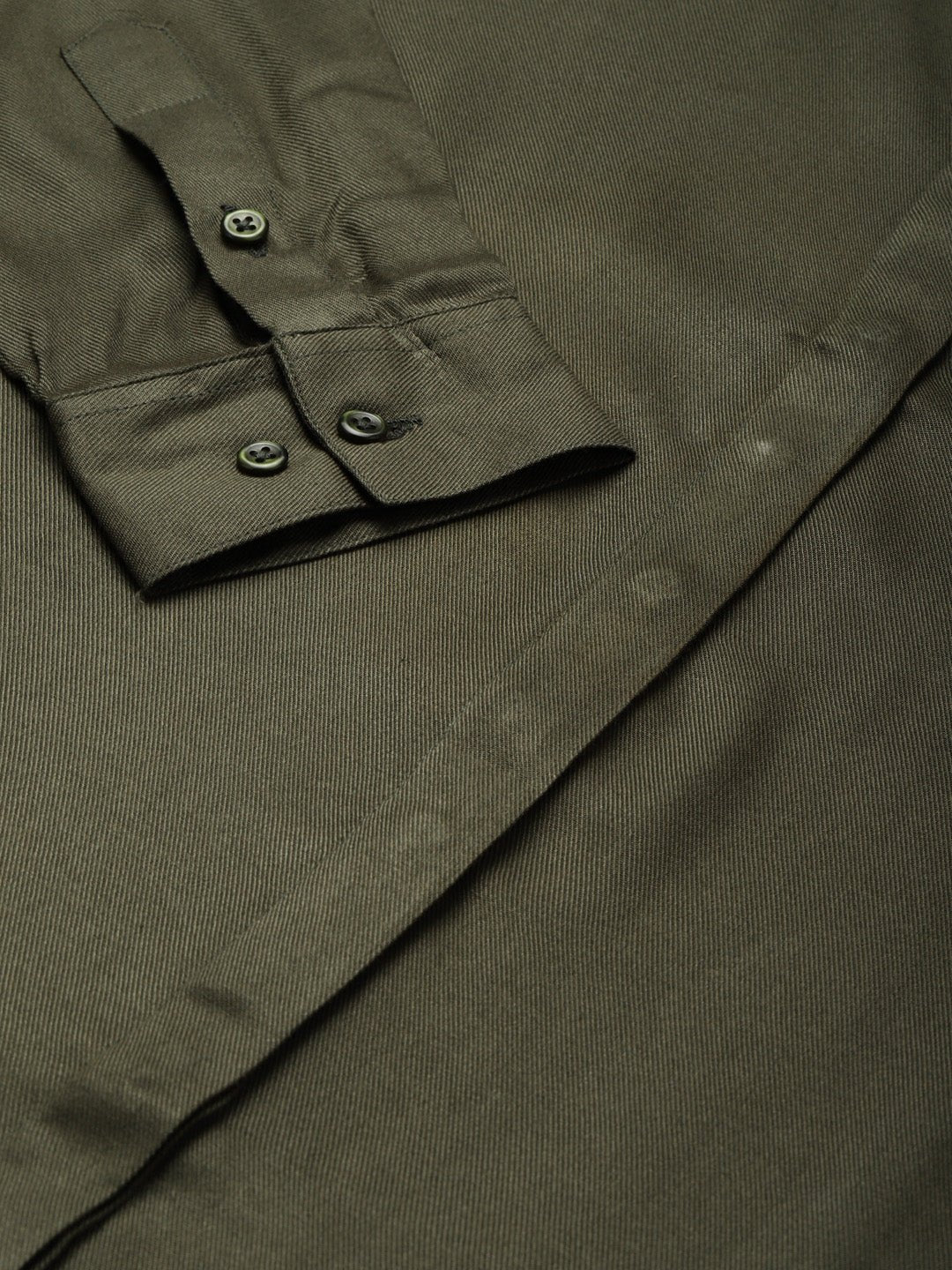 Women Olive Solid Viscose Rayon Regular Fit Formal Shirt - #folk republic#