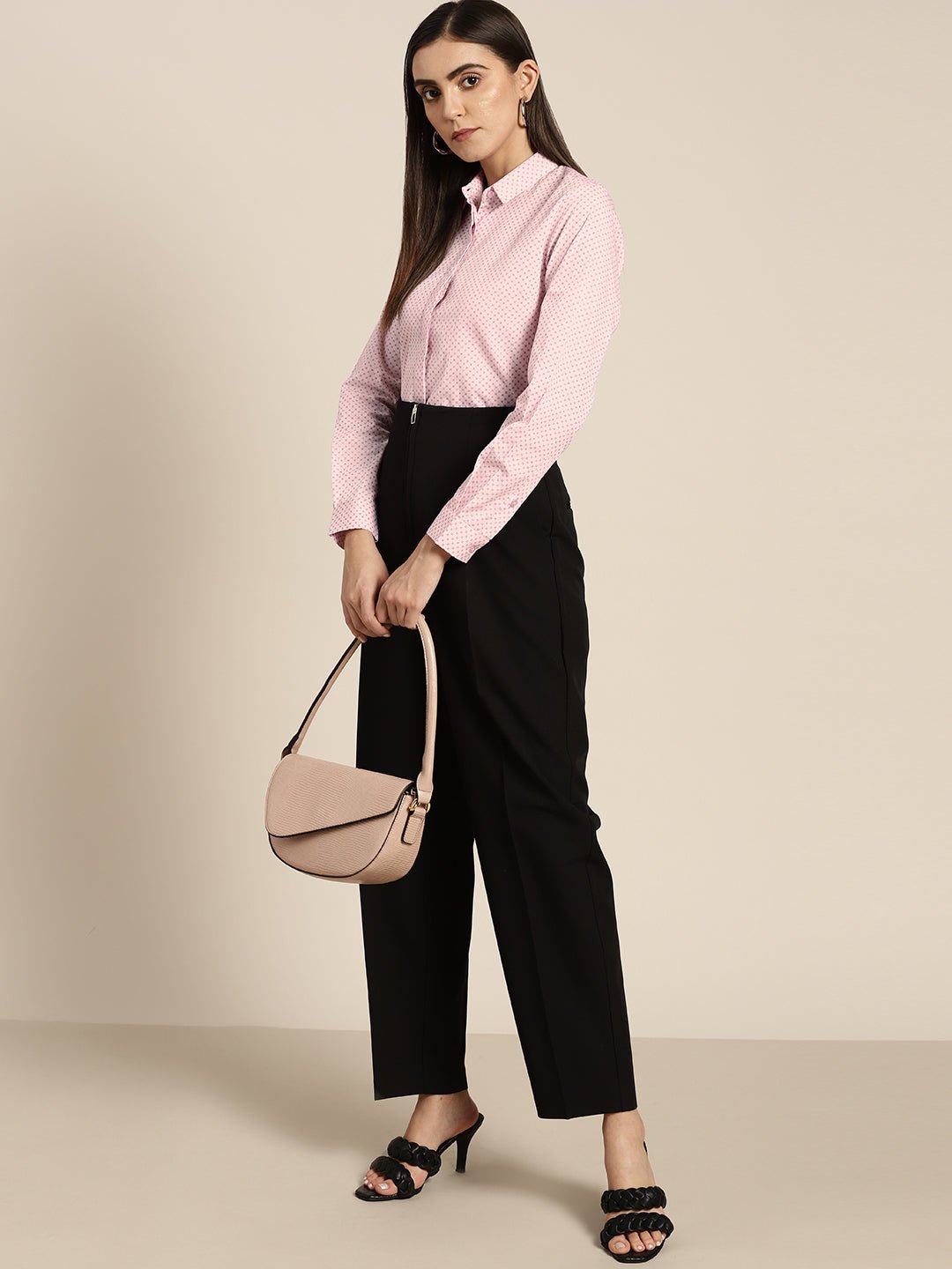 Women Pink Prints Pure Cotton Slim Fit Formal Shirt - #folk republic#