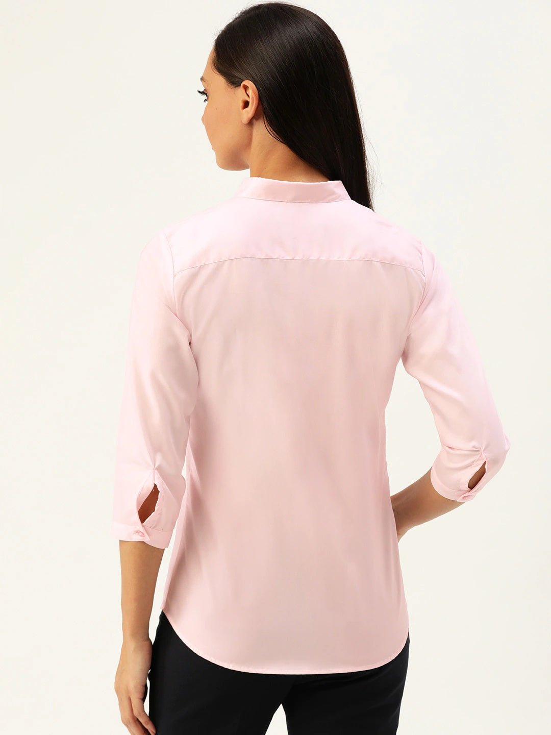 Women Pink Solids Pure Cotton Slim Fit Formal Shirt - #folk republic#