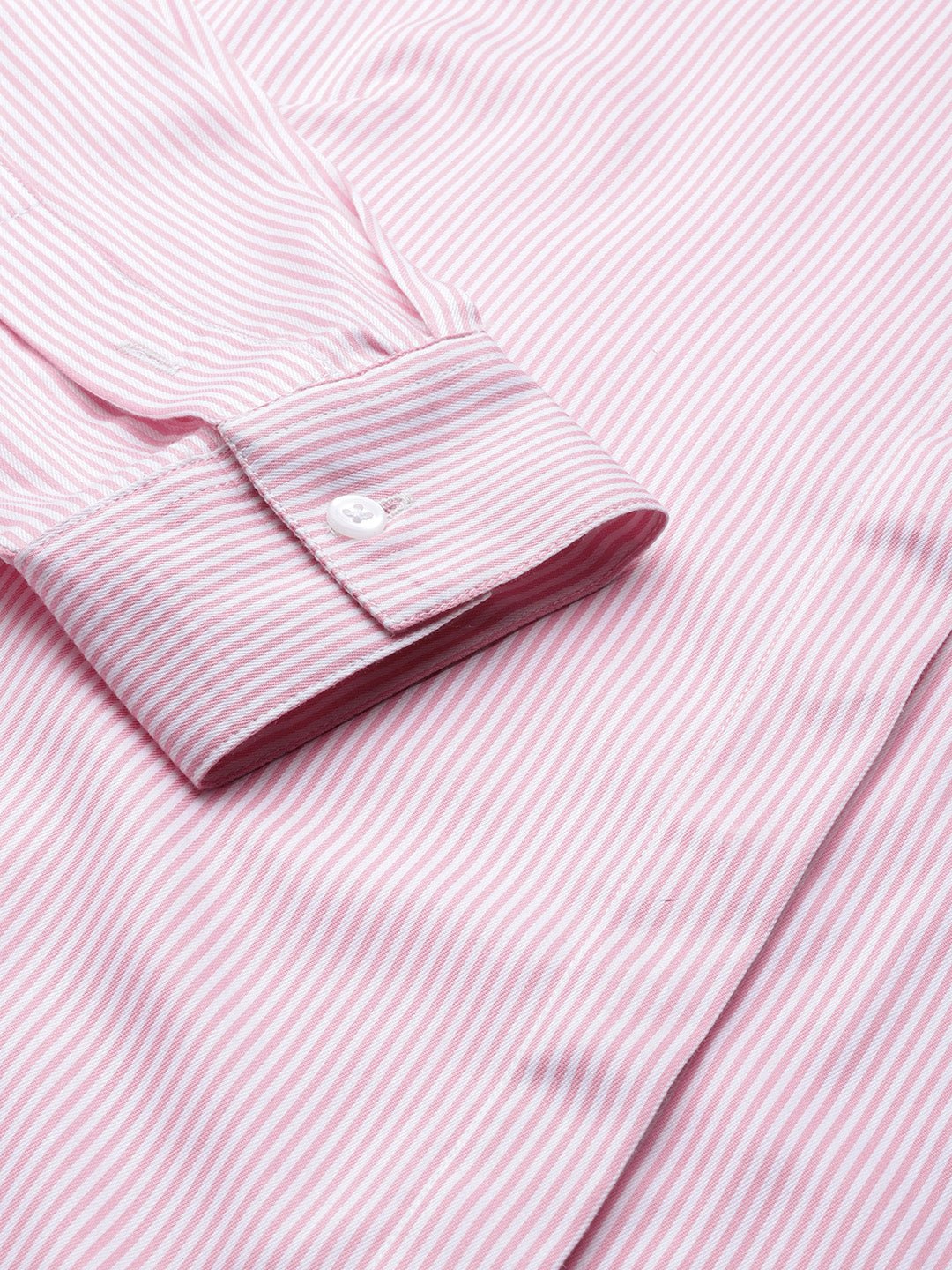 Women Pink Striped Pure Cotton Regular Fit Formal Shirt - #folk republic#