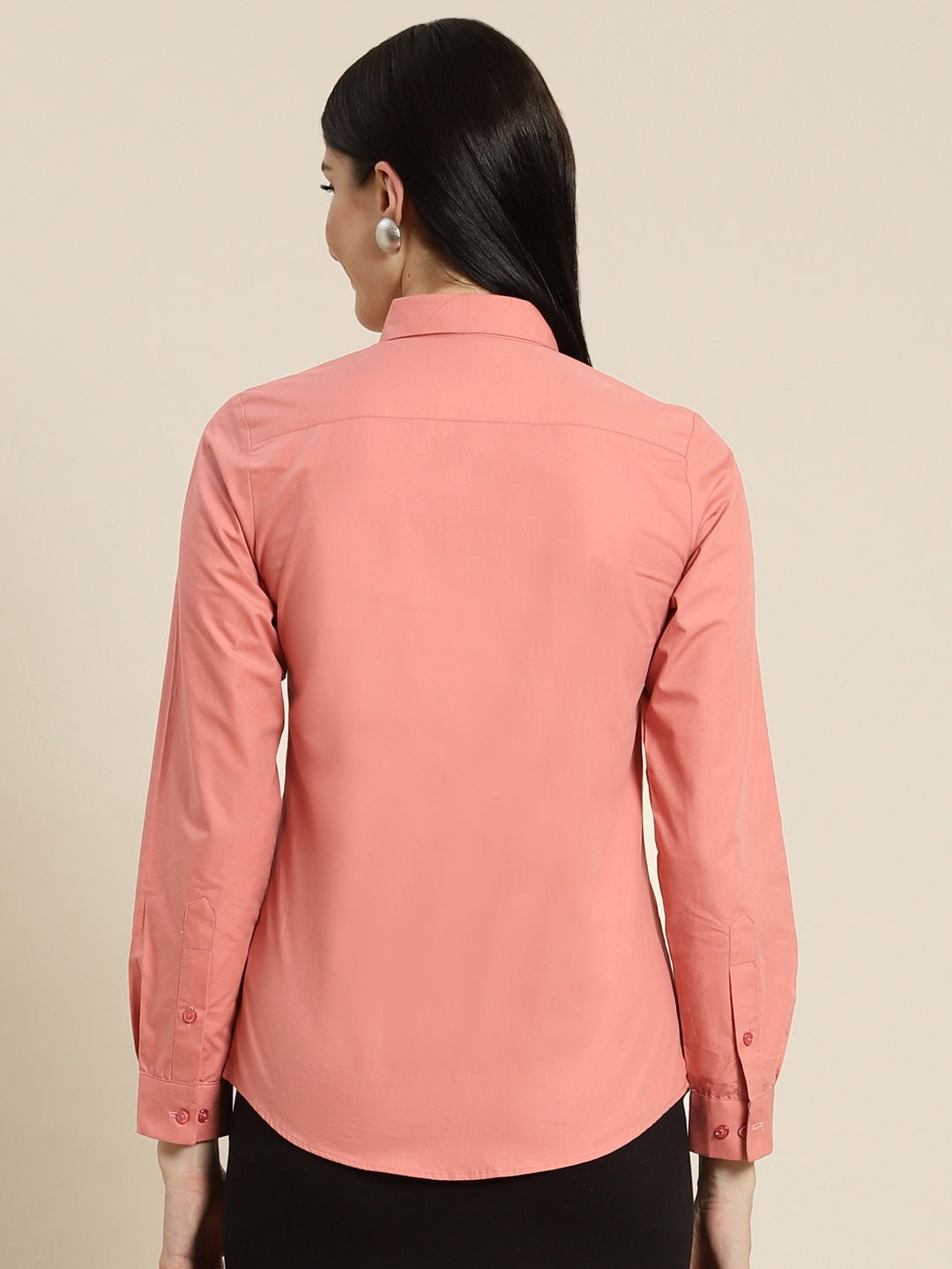 Women Punch Solids Pure Cotton Slim Fit Formal Shirt - #folk republic#