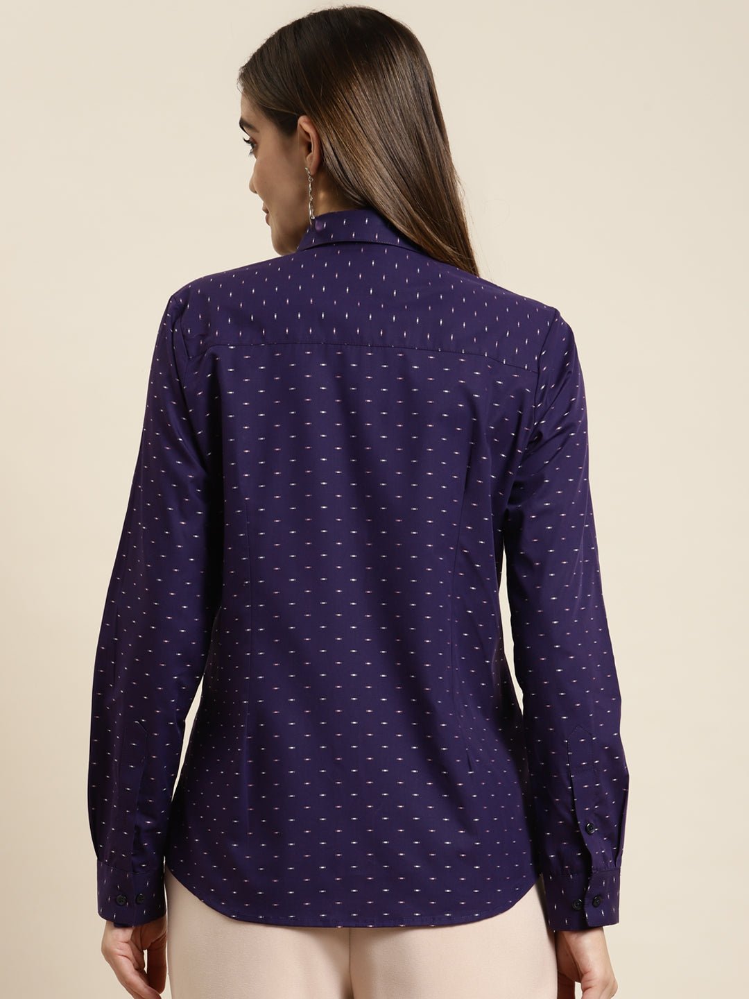 Women Purple Solid Pure Cotton Regular Fit Formal Shirt - #folk republic#