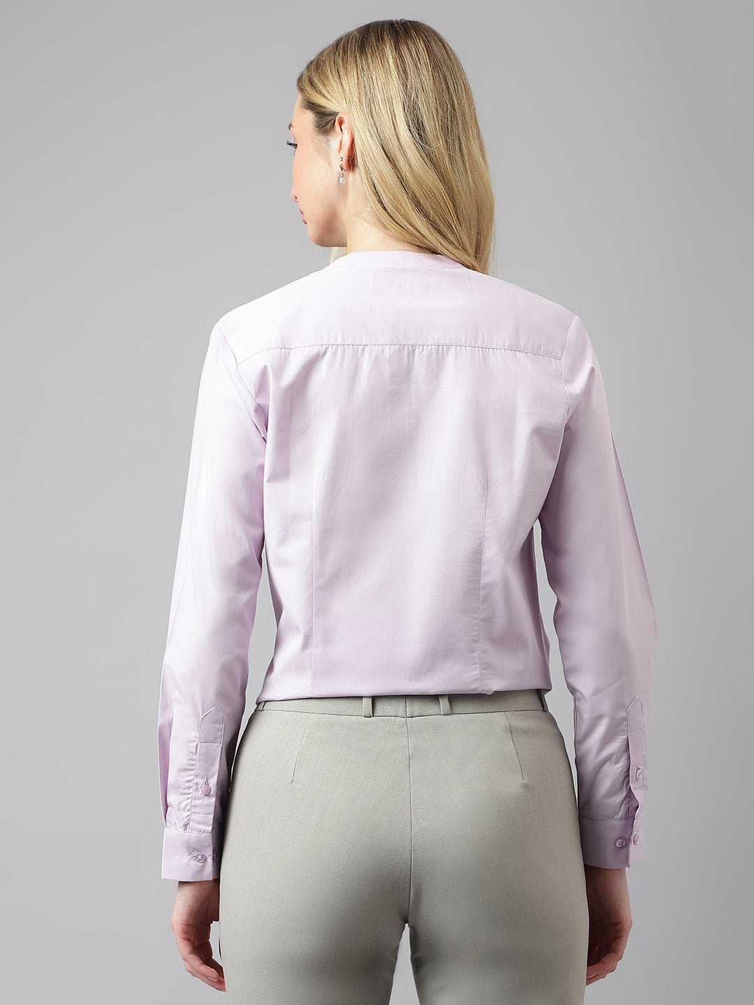 Women Purple Solid Pure Cotton Regular Fit Formal Shirt - #folk republic#