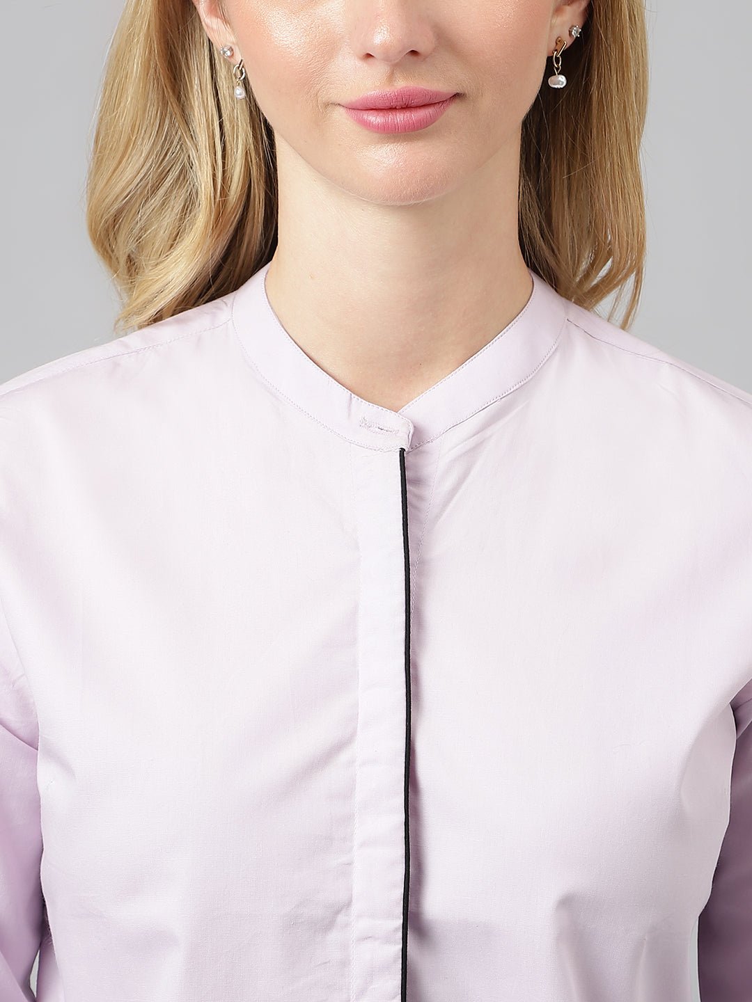 Women Purple Solid Pure Cotton Regular Fit Formal Shirt - #folk republic#