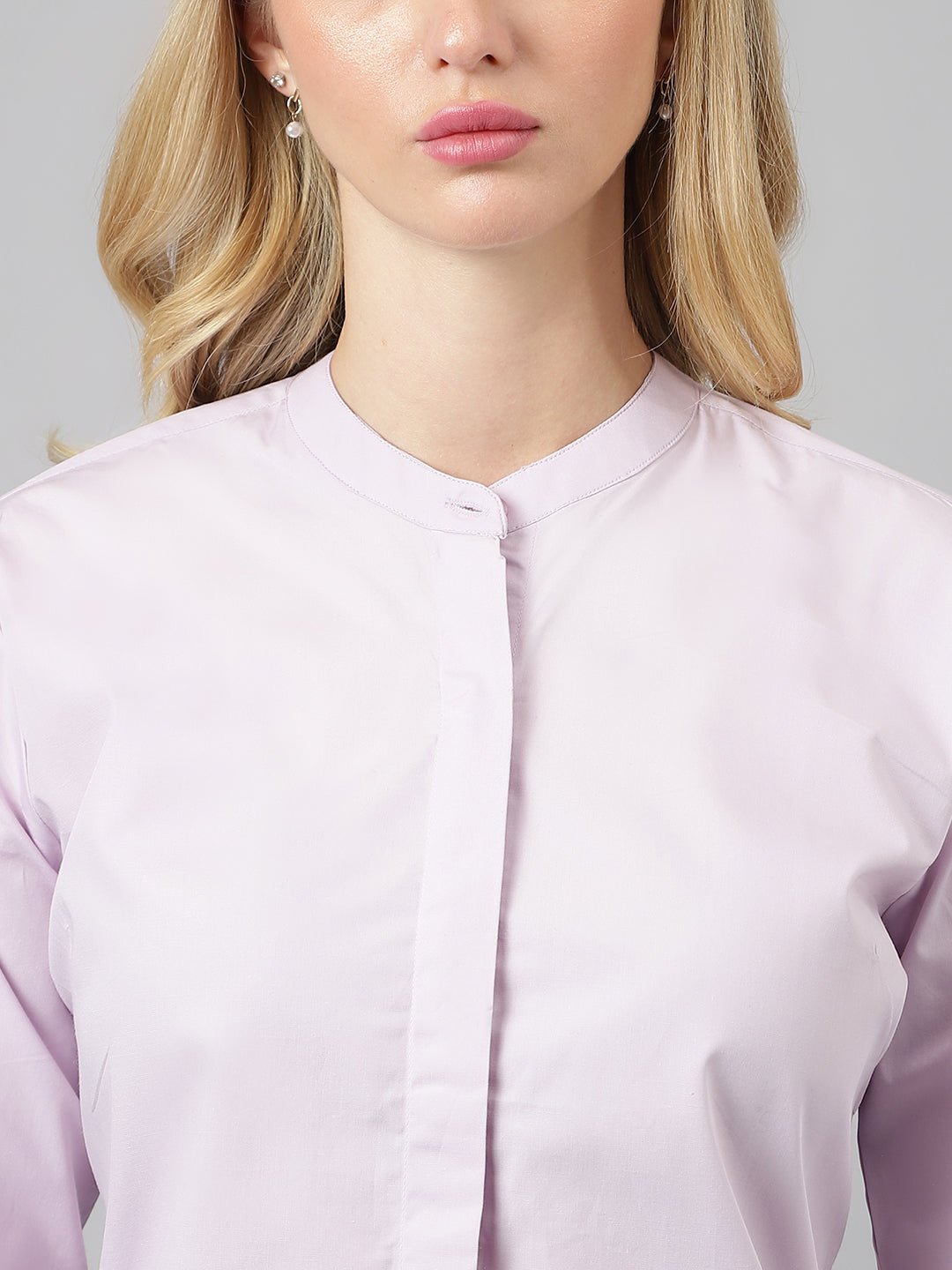 Women Purple Solid Pure Cotton Regular Fit Formal Shirt - #folk republic#