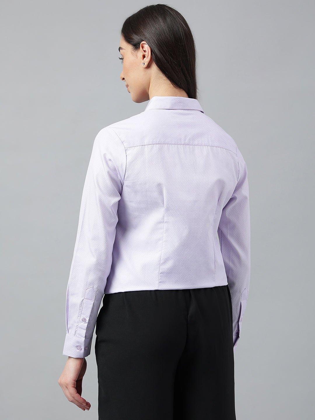 Women Purple & White Stripes Pure Cotton Regular Fit Formal Shirt - #folk republic#