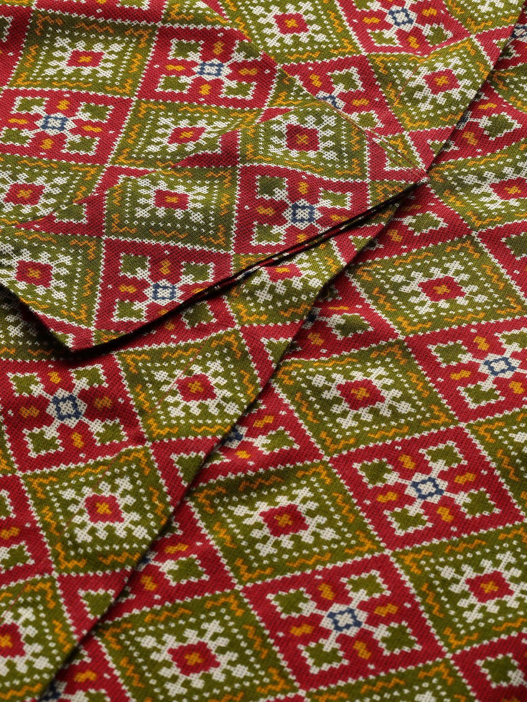 Women Red & Green Printed Viscose Rayon Regular Fit Formal Shirt - #folk republic#