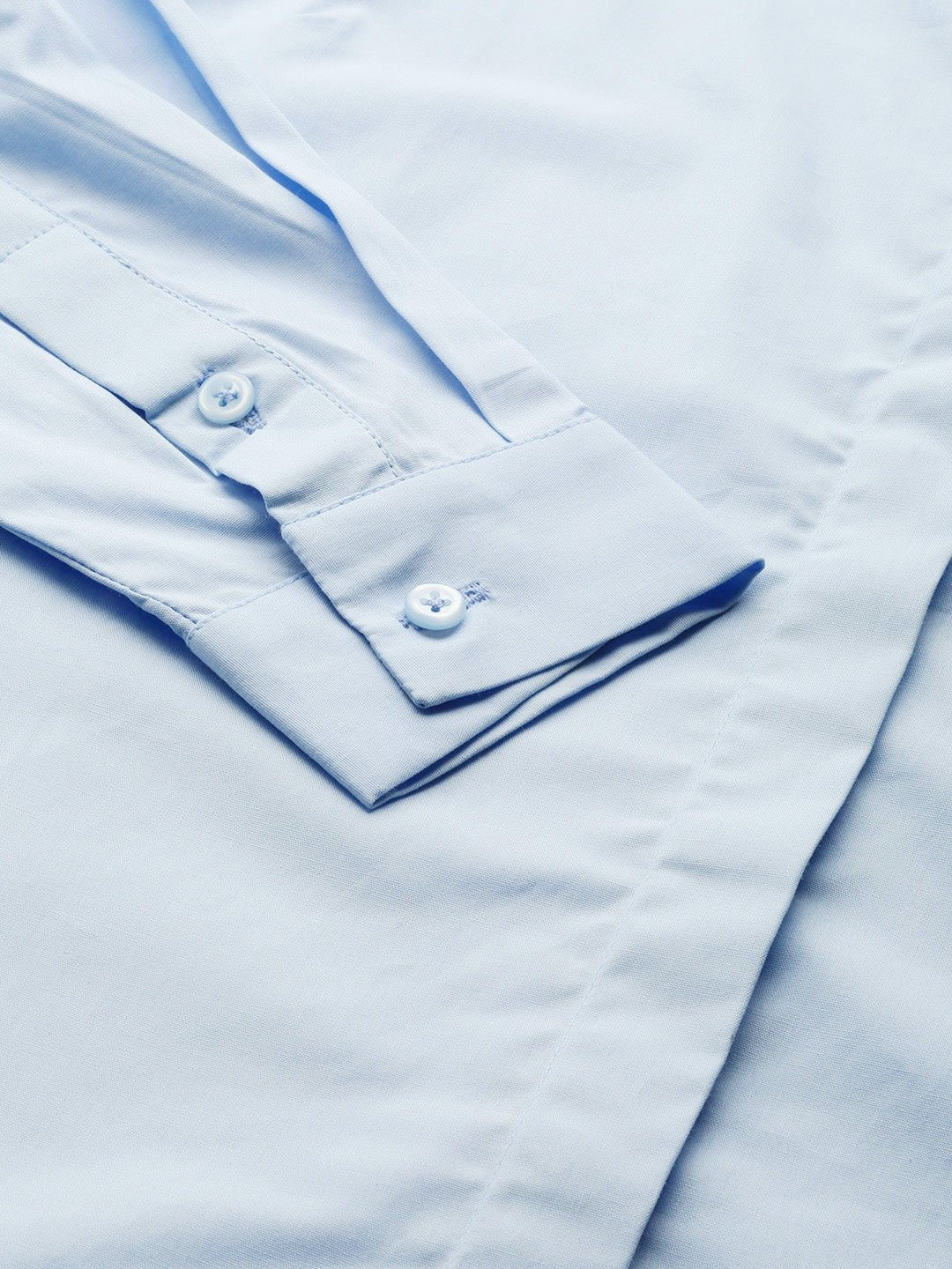 Women Sky Blue Solid Pure Cotton Slim Fit Formal Shirt - #folk republic#