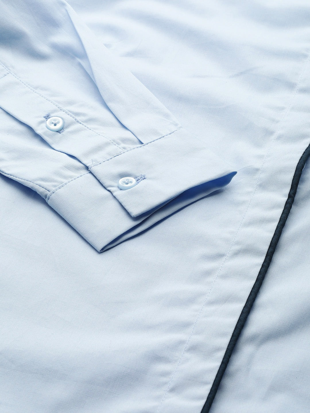 Women Sky Blue Solid Pure Cotton Slim Fit Formal Shirt - #folk republic#