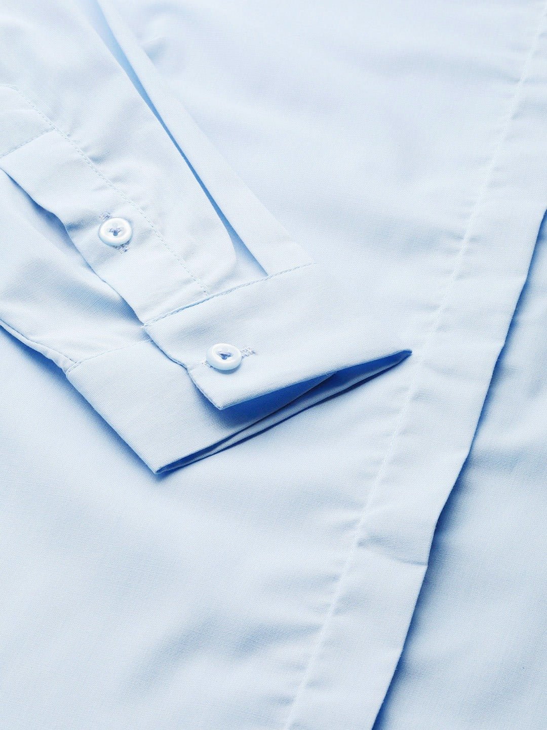 Women Sky Blue Solid Pure Cotton Slim Fit Formal Shirt - #folk republic#