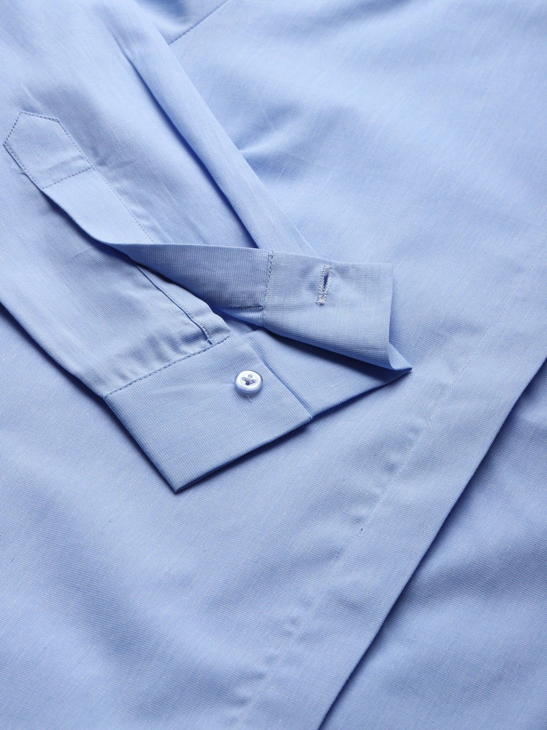 Women Sky Blue Solids Pure Cotton Slim Fit Formal Shirt - #folk republic#