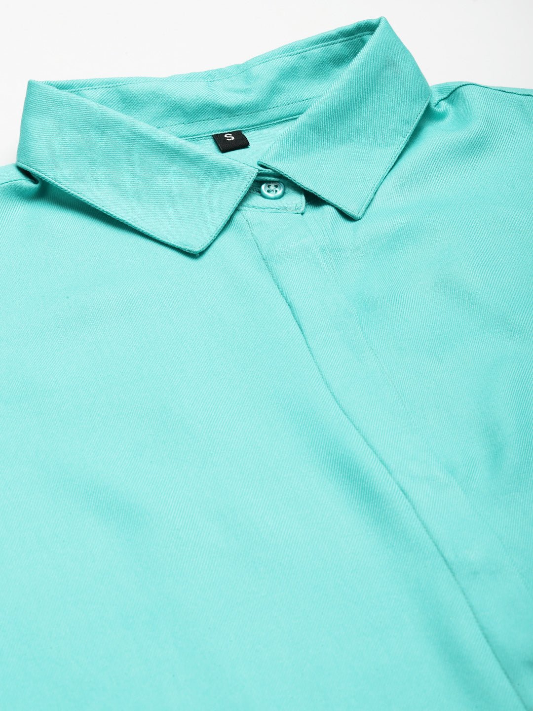 Women Teal Solid Viscose Rayon Regular Fit Formal Shirt - #folk republic#