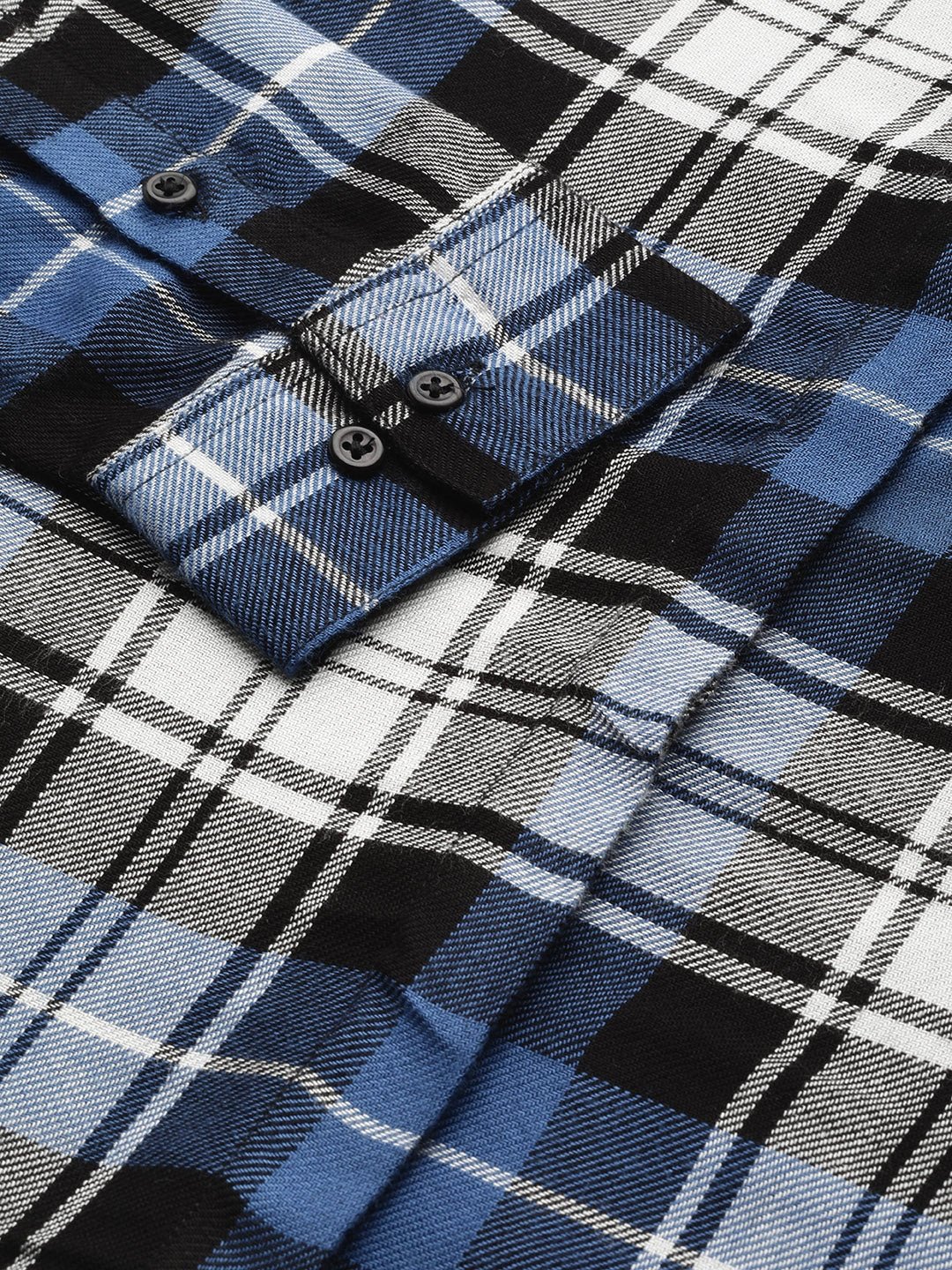 Women White & Black Checked Viscose Rayon Slim Fit Formal Shirt - #folk republic#