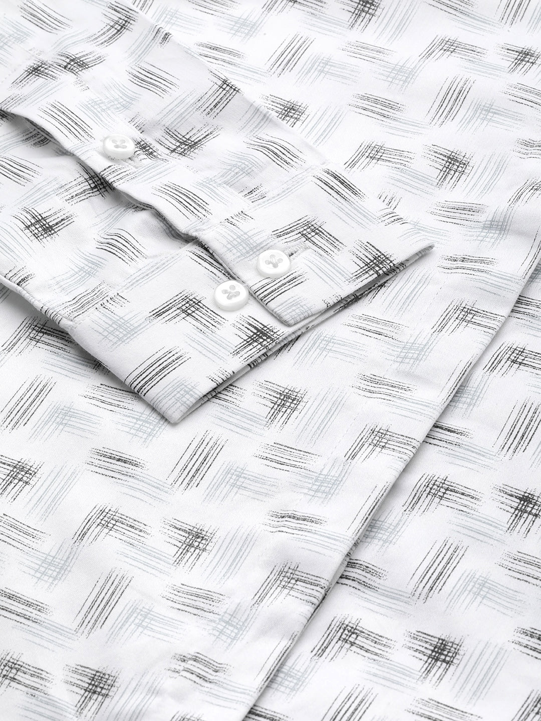 Women White & Black Printed Pure Cotton Slim Fit Formal Shirt - #folk republic#