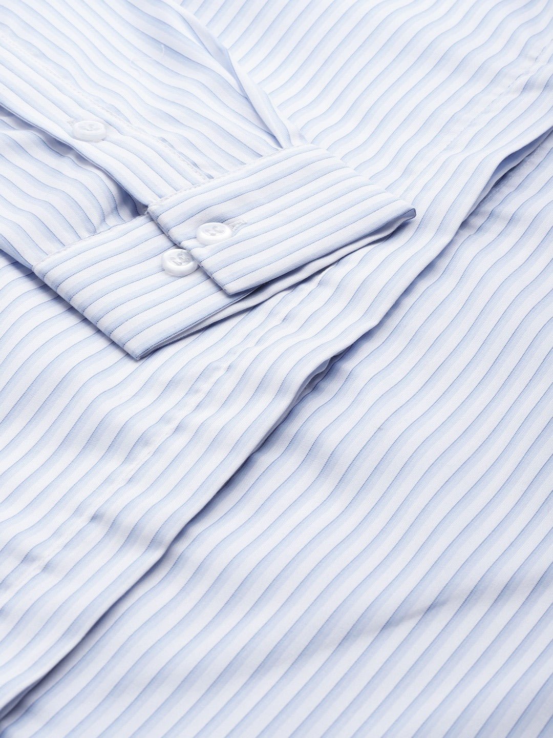 Women White & Blue Striped Cotton Slim Fit Formal Shirt - #folk republic#
