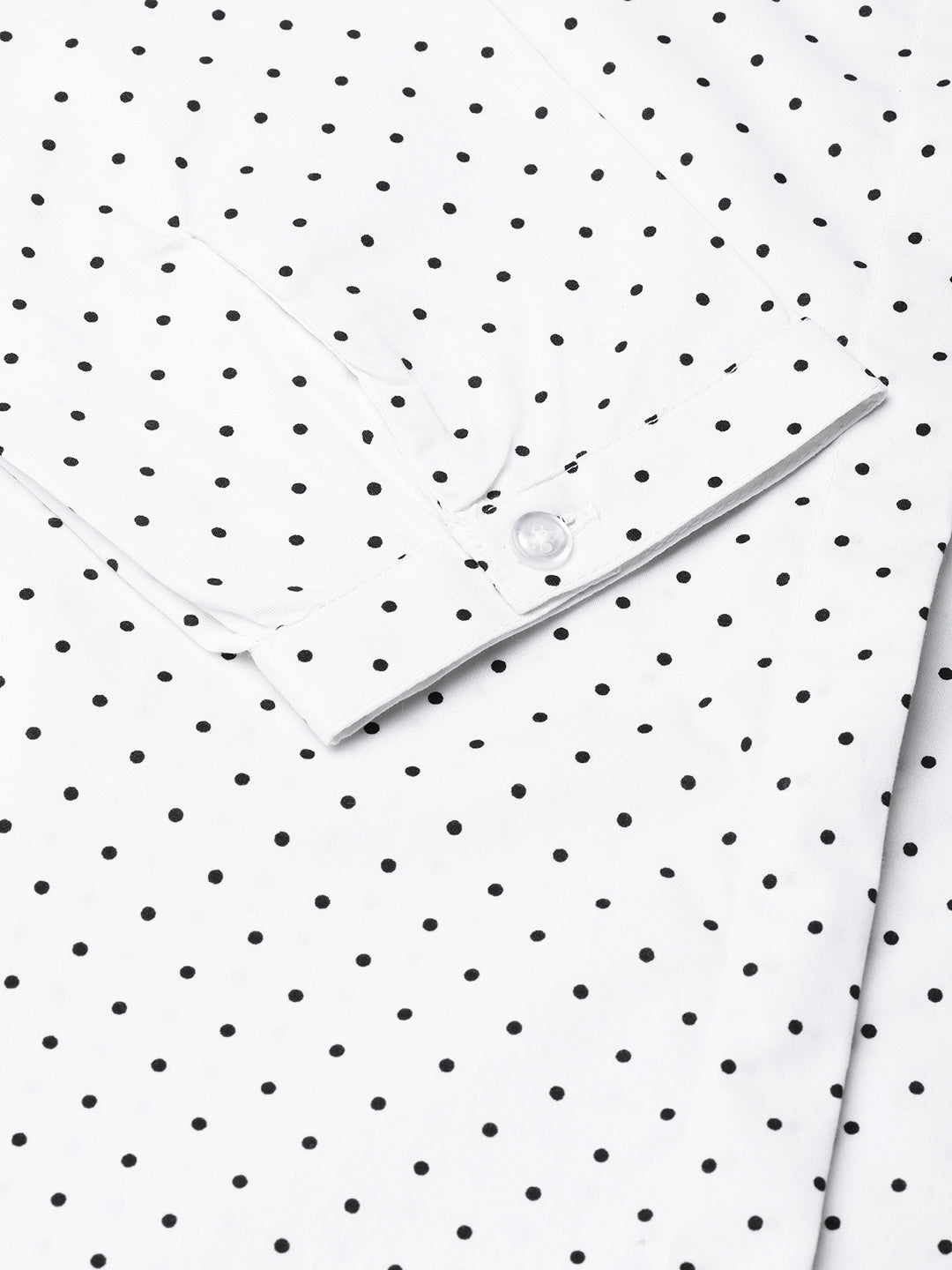 Women White Pure Cotton Polka Dot Printed Slim Fit Formal Shirt - #folk republic#