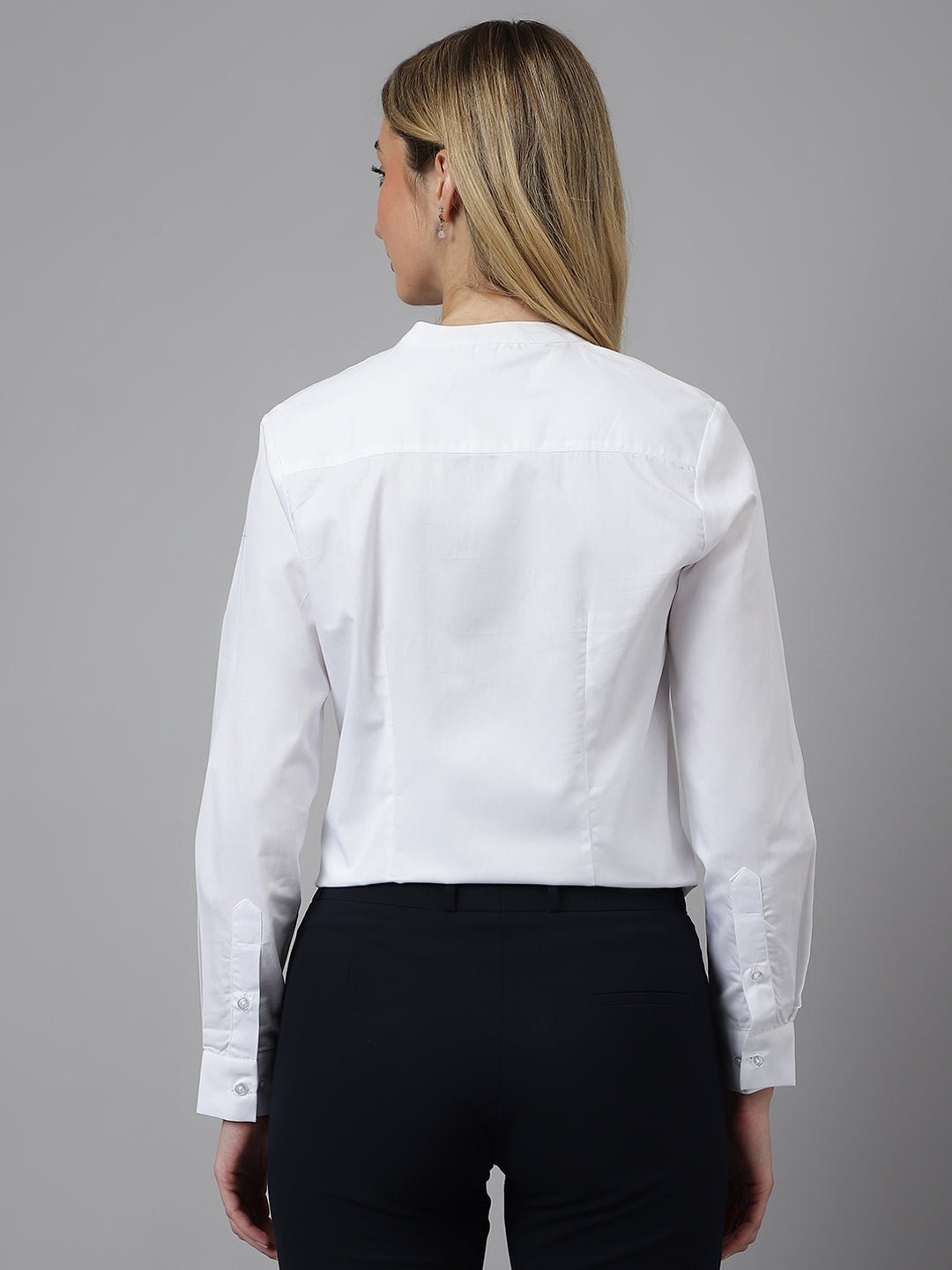 Women White Solid Pure Cotton Regular Fit Formal Shirt - #folk republic#