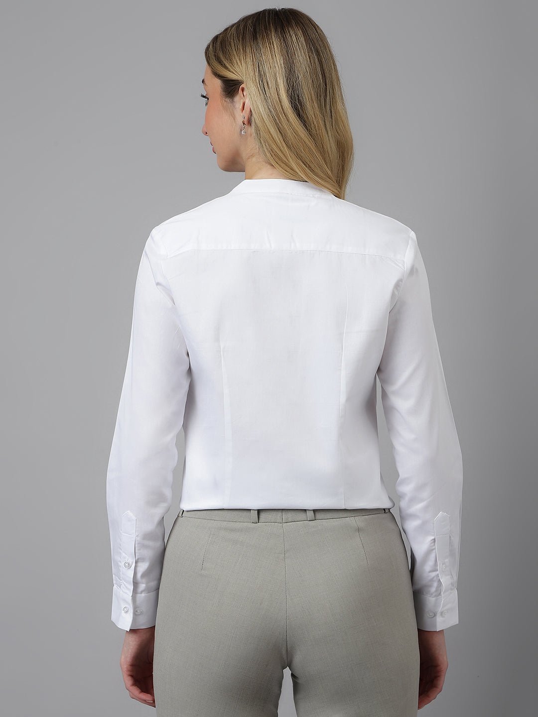 Women White Solid Pure Cotton Regular Fit Formal Shirt - #folk republic#