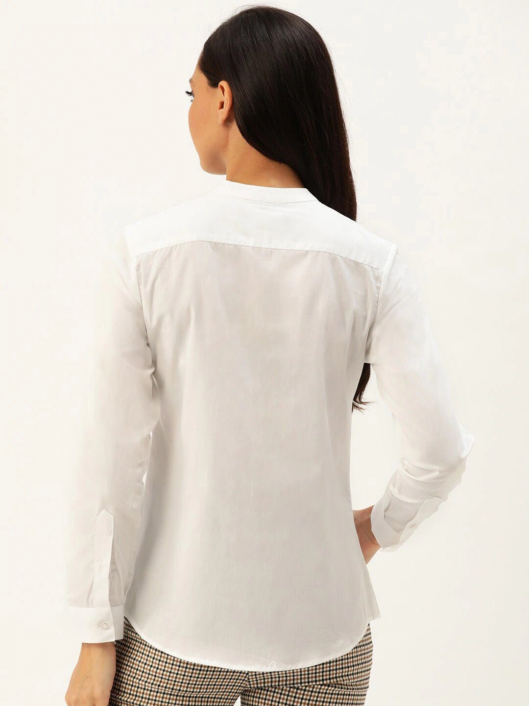 Women White Solids Pure Cotton Slim Fit Formal Shirt - #folk republic#