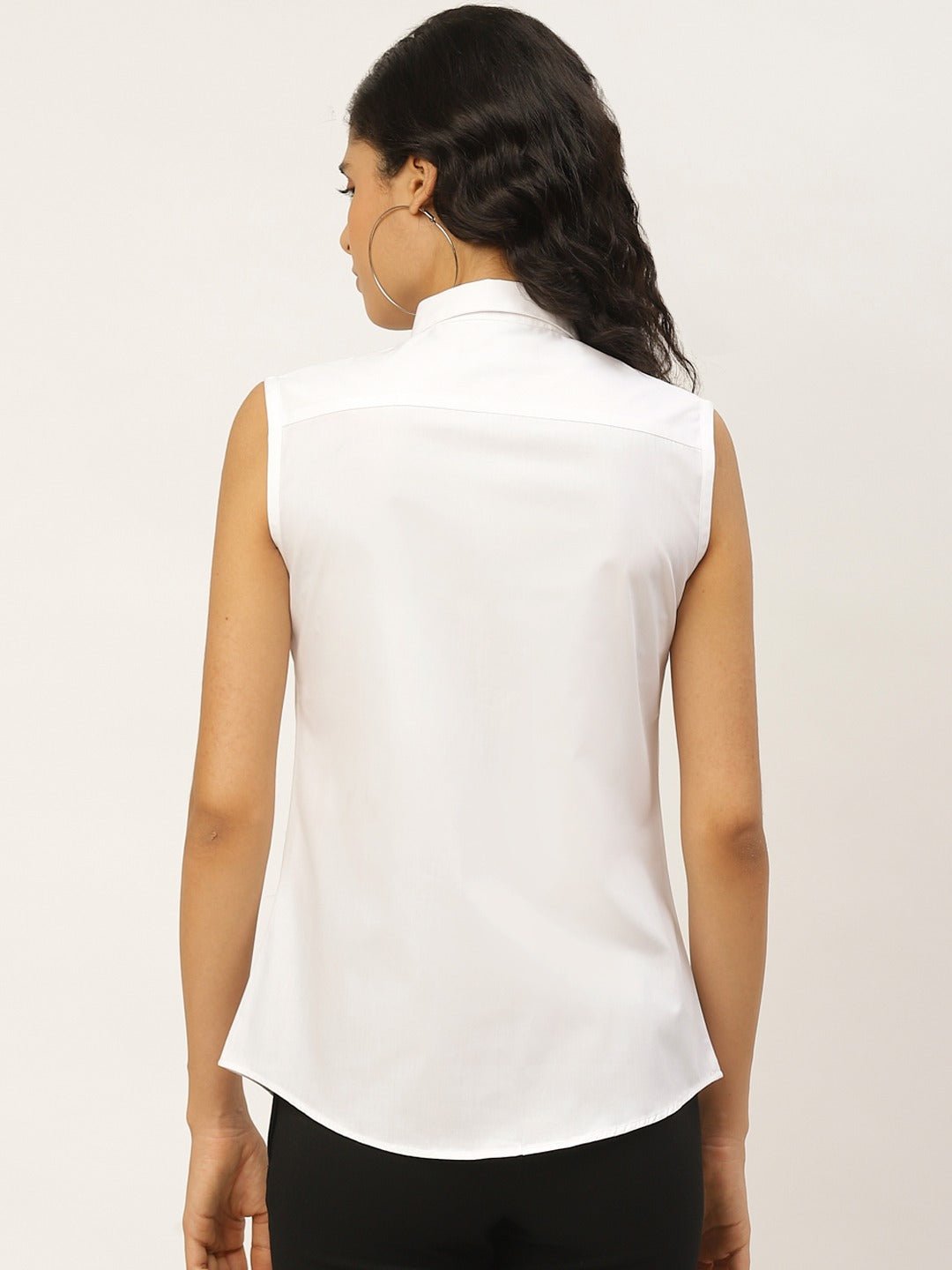 Women White Solids Pure Cotton Slim Fit Formal Shirt - #folk republic#