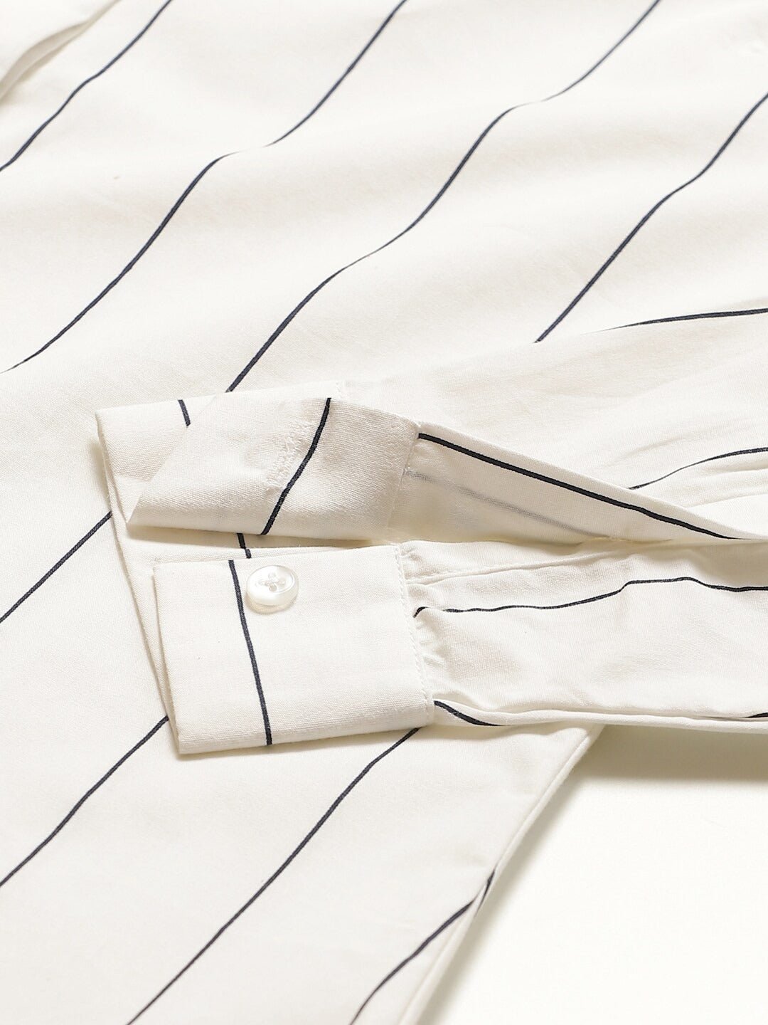 Women White Stripes Pure Cotton Slim Fit Formal Shirt - #folk republic#